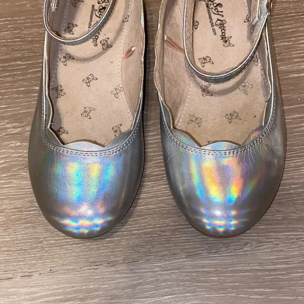 Self Esteem Girls' Silver Butterfly Ballet Flats